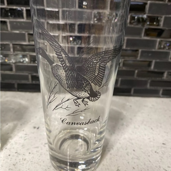 VINTAGE Set of 6 Federal Glass Game Fowl Glasses - Silver Rim MCM Exc. - Picture 5 of 7